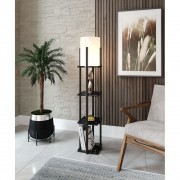 Lampadar Nora Negru, cu etajara