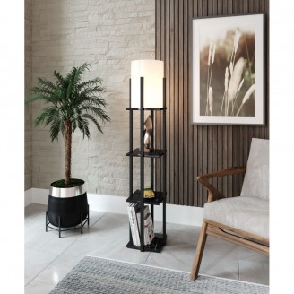 Lampadar Nora Negru, cu etajara