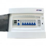 Tablou electric, complet echipat cu 6 circuite, o sonerie, un diferential de 25A si protectie la supra tensiune Tablou electric, complet echipat cu 6 circuite, o sonerie, un diferential de 25A si protectie la supra tensiune