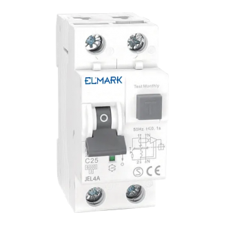 Intrerupator Diferential -  RCBO, JEL4A, 6kA, Tip A - Curba C, 1P+N, 10A, 300mA - Elmark, 40208A