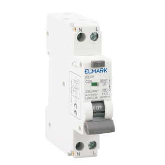 Intrerupator Diferential, 1P+N, Curba C, Tip A, RCBO, JEL9A 6kA, 32A, 30mA - Elmark, 40505A Intrerupator Diferential, 1P+N, Curba C, Tip A, RCBO, JEL9A 6kA, 32A, 30mA - Elmark, 40505A