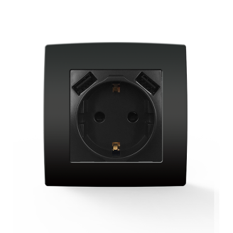 Priză Schuko cu șuruburi și 2 USB City antracit Elmark 193062 Priză Schuko cu șuruburi și 2 USB City antracit Elmark 193062