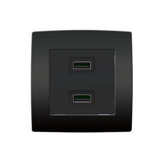 Priză dublă cu USB City antracit Elmark 193751 Priză dublă cu USB City antracit Elmark 193751
