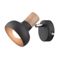 Aplica, de, perete, Addy, 1, X, E14, 230V, Negru/Lemn, Metal-Metal, IP20, Elmark, 955ADDY1W/BL
