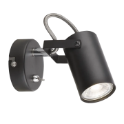 Aplica, de, perete, Izzy, 1, X, GU10, 230V, Negru, Metal-Metal, IP20, Elmark, 955IZZY1W/BL