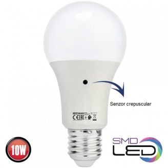 Bec, LED, Cu, senzor, crepuscular, 10W, Lumina, neutra, 4200K, E27, 175-250V, Horoz, 0LED-001-068-0010-030 Bec, LED, Cu, senzor, crepuscular, 10W, Lumina, neutra, 4200K, E27, 175-250V, Horoz, 0LED-001-068-0010-030