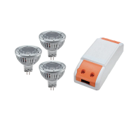 Bec, LED, Set, 3, becuri, 3W, +, driver, 3X3W, Lumina, calda, 2700-3000K, MR16, 230V, Elmark, 99SET3LED235