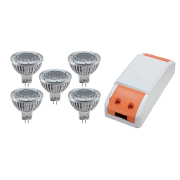 Bec, LED, Set, 5, becuri, 3W, +, driver, 5X3W, Lumina, calda, 2700-3000K, MR16, 230V, Elmark, 99SET5LED235