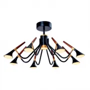 Lustra, LED, Duncan, Negru/Lemn, 45 W, 3150 lm, 230V, Lumina, Calda, 3000K, Elmark, 955DUNCAN9