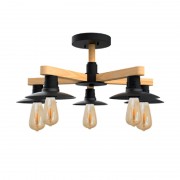 Lustra, LED, Phil, Negru/Lemn, 5 X E27, 230V, Elmark, 955PHIL5/BL