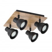 Lustra, LED, Riko, Negru/Lemn, 4 X GU10, 230V, Elmark, 955RIKO4 Lustra, LED, Riko, Negru/Lemn, 4 X GU10, 230V, Elmark, 955RIKO4