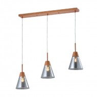 Pendul, Model Bradley, Gri, 3 X E27, 230V, IP20, Abajur, Sticla, Elmark, 955BRADLEY3