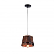 Pendul, Model Pail, Negru, 1 X E27, 230V, IP20, Abajur, Lemn, Elmark, 955PAIL1