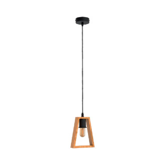 Pendul, Model Ronny, Negru, 1 X E27, 230V, IP40, Abajur, Lemn, Elmark, 955RONNY1 - imaginea produsului 955RONNY1 din categoria Pendule
