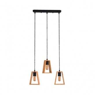 Pendul, Model Ronny, Negru, 3 X E27, 230V, IP40, Abajur, Lemn, Elmark, 955RONNY3 - imaginea produsului 955RONNY3 din categoria Pendule