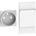 Placa, Modulara, pentru, priza, FR/BE, capac, 2M, Alb, Bticino, Living, Now, KW55P