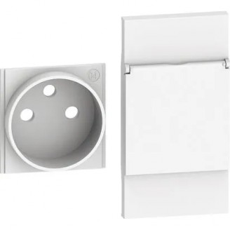 Placa, Modulara, pentru, priza, FR/BE, capac, 2M, Alb, Bticino, Living, Now, KW55P