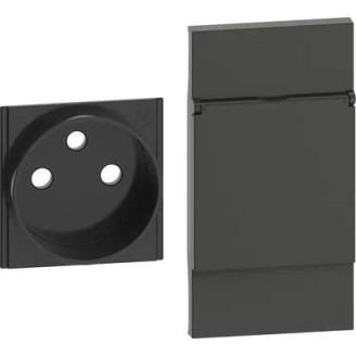Placa, Modulara, pentru, priza, FR/BE, capac, 2M, Negru, Bticino, Living, Now, KG55P