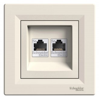 Priza, De, Date, 2X, Rj45, Cat.5E, Utp, Crem, Schneider, Asfora, EPH4400123 - imaginea produsului EPH4400123 din categoria Schneider Asfora