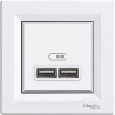 Priza, Dubla, Incarcare, USB, 2.1, A, Alb, Schneider, Asfora, EPH2700221