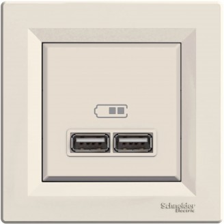 Priza, Dubla, Incarcare, USB, 2.1, A, Crem, Schneider, Asfora, EPH2700223 - imaginea produsului EPH2700223 din categoria Schneider Asfora