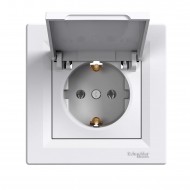 Priza, Schuko, Cu, Impamantare, 16A, Capac, Alb, Schneider, Asfora, EPH3100121 Priza, Schuko, Cu, Impamantare, 16A, Capac, Alb, Schneider, Asfora, EPH3100121