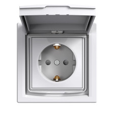 Priza, Schuko, Cu, Impamantare, 16A, Capac, Clapete, Ip44, Alb, Schneider, Asfora, EPH3100321
