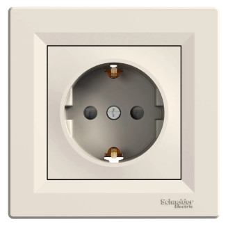 Priza, Schuko, Cu, Impamantare, 16A, Clapete, Crem, Schneider, Asfora, EPH2900223 - imaginea produsului EPH2900223 din categoria Schneider Asfora