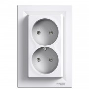 Priza, Schuko, Dubla, fara, impamantare, 16A, alb, Schneider, Asfora, EPH9700121