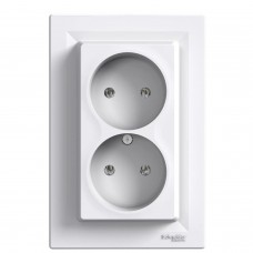 Priza, Schuko, Dubla, fara, impamantare, 16A, alb, Schneider, Asfora, EPH9700121