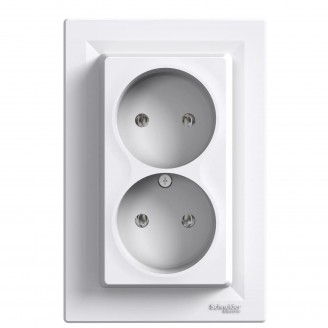 Priza, Schuko, Dubla, fara, impamantare, 16A, alb, Schneider, Asfora, EPH9700121 - imaginea produsului EPH9700121 din categoria Schneider Asfora