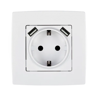 Priza, +, USB, Alb, Elmark, City, 190062 - imaginea produsului 190062 din categoria Elmark City