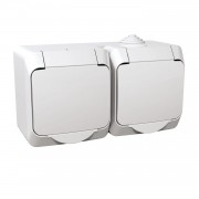 Priza, dubla, 16A, 250V, Cu, capac, mat, IP44, Alb, Schneider, Cedar, Plus, WDE000523 Priza, dubla, 16A, 250V, Cu, capac, mat, IP44, Alb, Schneider, Cedar, Plus, WDE000523