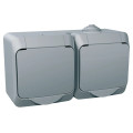 Priza, dubla, 16A, 250V, Cu, capac, mat, IP44, Gri, Schneider, Cedar, Plus, WDE000623