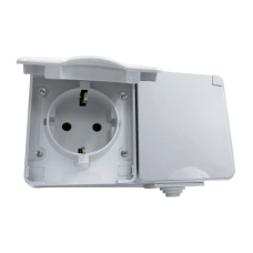 Priza, dubla, Gri, Cu, capac, transparent, IP65, Elmark, Electrix, 191171