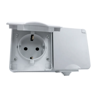 Priza, dubla, Gri, Cu, capac, transparent, IP65, Elmark, Electrix, 191171 Priza, dubla, Gri, Cu, capac, transparent, IP65, Elmark, Electrix, 191171