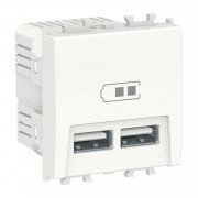Priza, dubla, incarcare, USB, 2M, alb, Schneider, Easy, Styl, LMR9910001