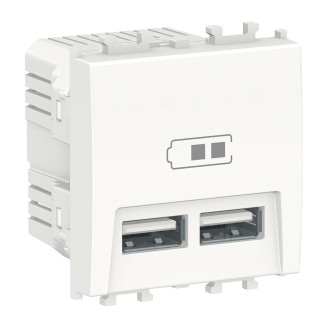 Priza, dubla, incarcare, USB, 2M, alb, Schneider, Easy, Styl, LMR9910001 - imaginea produsului LMR9910001 din categoria Schneider Easy Styl