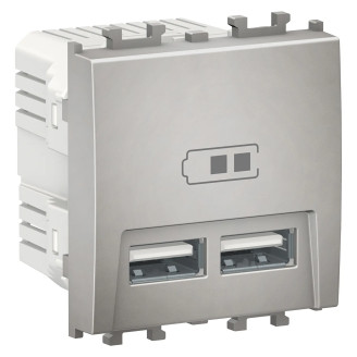 Priza, dubla, incarcare, USB, 2M, argintiu, Schneider, Easy, Styl, LMR9910004 - imaginea produsului LMR9910004 din categoria Schneider Easy Styl