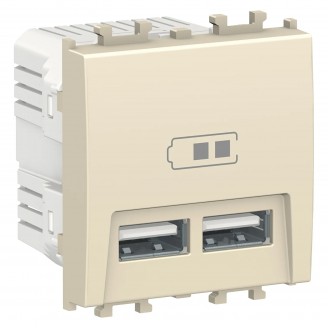 Priza, dubla, incarcare, USB, 2M, crem, Schneider, Easy, Styl, LMR9910002 - imaginea produsului LMR9910002 din categoria Schneider Easy Styl