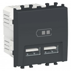 Priza, dubla, incarcare, USB, 2M, negru, Schneider, Easy, Styl, LMR9910003