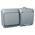 Priza, +, Intrerupator, 16A, 250, IP44, Gri, Schneider, Cedar, Plus, WDE000600