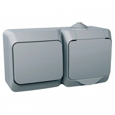 Priza, +, Intrerupator, 16A, 250, IP44, Gri, Schneider, Cedar, Plus, WDE000600 Priza, +, Intrerupator, 16A, 250, IP44, Gri, Schneider, Cedar, Plus, WDE000600