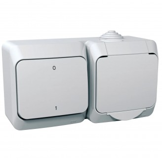 Priza, +, Intrerupator, dublu, 16A, 250V, IP44, Alb, Schneider, Cedar, Plus, WDE000502 Priza, +, Intrerupator, dublu, 16A, 250V, IP44, Alb, Schneider, Cedar, Plus, WDE000502