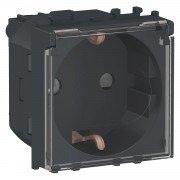 Priza, schuko, 2P+E, obturatoare, capac, 2M,negru, Schneider, Easy, Styl, LMR5310003