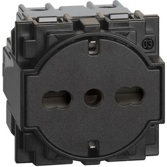 Priza, schuko, Modulara, Plat, 16A, standard, German/Italian, Negru, Bticino, Living, Now, KG4140A16F - imaginea produsului KG4140A16F din categoria Bticino Living Now