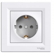 Priza, schuko, cu, impamantare, laterala, 16A, alb, Schneider, Asfora, EPH2900121
