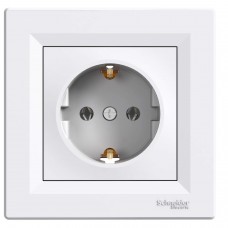 Priza, schuko, cu, impamantare, laterala, 16A, alb, Schneider, Asfora, EPH2900121 Priza, schuko, cu, impamantare, laterala, 16A, alb, Schneider, Asfora, EPH2900121