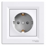 Priza, schuko, cu, impamantare, laterala, 16A, obturatoare, alb, Schneider, Asfora, EPH2900221 Priza, schuko, cu, impamantare, laterala, 16A, obturatoare, alb, Schneider, Asfora, EPH2900221