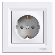 Priza, schuko, cu, impamantare, laterala, 16A, obturatoare, alb, Schneider, Asfora, EPH2900221